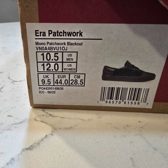Vans Era Patchwork Mono Patchwork Blackout Black Mens 10.5 RARE New Sneaker SHOE - Picture 10 of 10